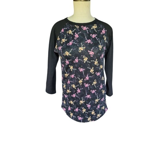 LULAROE Flamingo 3/4 length sleeve shirt top WOMEN'S WOMAN'S EXTRA SMALL - Picture 2 of 12